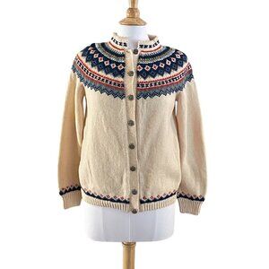 Husfliden Norwegian Hand Knit Wool Cardigan Sweater Fair Isle, Nordic, M